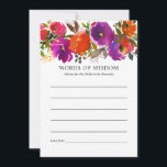 Möhippa av Blommigt för lila och Orange Rådkort<br><div class="desc">Lila och orange vattenfärgsråd för ro och peonies möhippa för kort av typen bride to be.</div>