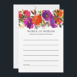 Möhippa av Blommigt för lila och Orange Rådkort<br><div class="desc">Lila och orange vattenfärgsråd för ro och peonies möhippa för kort av typen bride to be.</div>