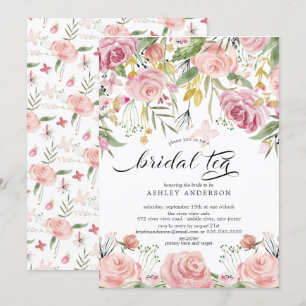 Möhippa av Blommigt för Rosa Tea Inbjudningar