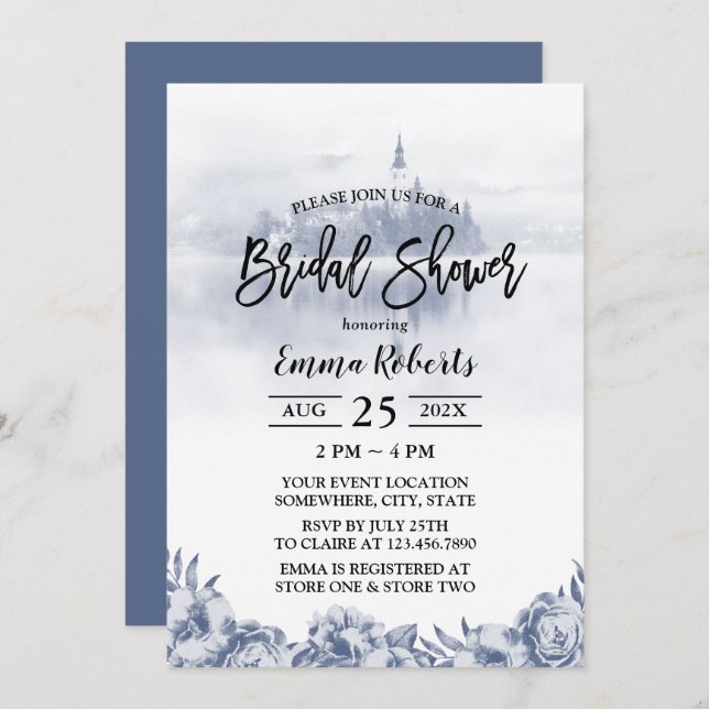 Möhippa av Blommigten för Fairy Tale Misty Sjö Vin Inbjudningar (Fram/baksida)