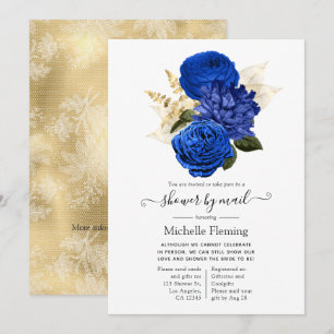 Möhippa av Blommigten Royal Blue och Guld per post Inbjudningar