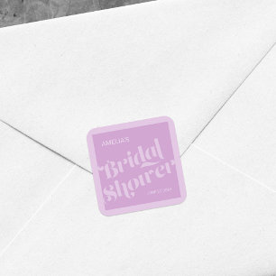 Möhippa av blomstertypografi Lavender Lilac Fyrkantigt Klistermärke