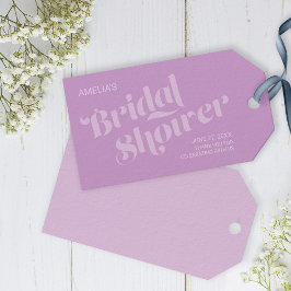 Möhippa av blomstertypografi Lavender Lilac Presentetikett