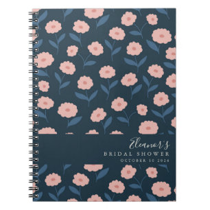 Möhippa av Boho Navy och Rosa Blommigt Anpassnings Anteckningsbok