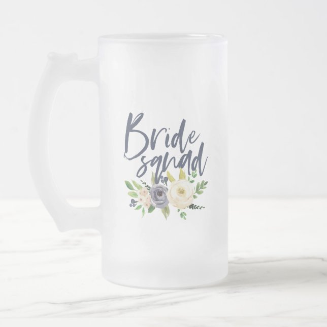 möhippa av brud-blommigt-bachelorette frostat ölglas (Vänster)