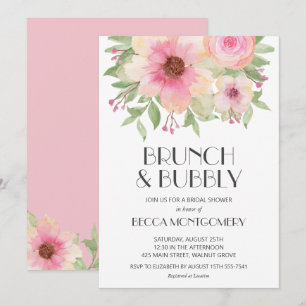 Möhippa av Brunch och Bubly Rosa Blommigt Inbjudningar