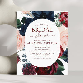 Möhippa av budgeterad burgundisk marin blå Blommig