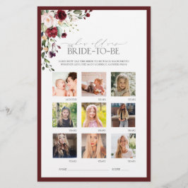 Möhippa av Burgundy Watercolor Blommigt Game