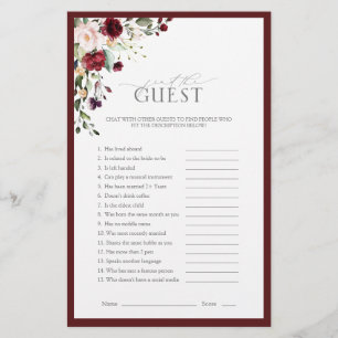 Möhippa av Burgundy Watercolor Blommigt Game