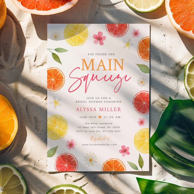 Möhippa av Citrus-Blommigt för huvudsaksundersökni Inbjudningar (Skapare uppladdad)