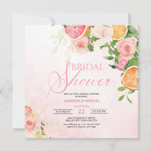 Möhippa av Citrus Theme Fruit Rosa Blommigt Inbjudningar