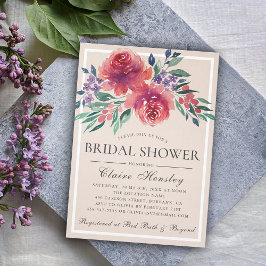 Möhippa av Cream Ivory Watercolor Blommigt Inbjudningar