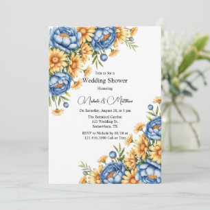 Möhippa av Daisy för Blue Peony och Gult Inbjudningar