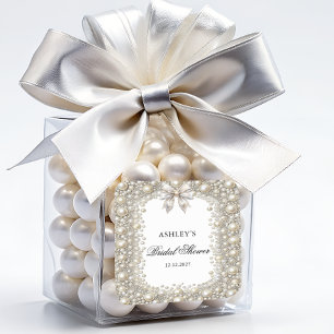 Möhippa av diamanter och pärlor fyrkantigt klistermärke