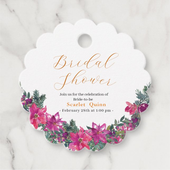 möhippa av elegant dammig rosa Blommigt  Gåvor Etiketter (Framsida)