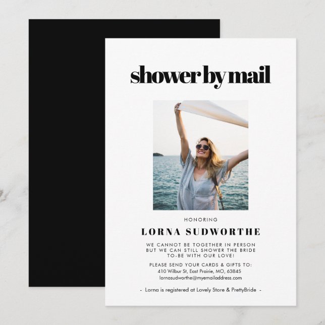 Möhippa av elegant och chic per e-postfoto inbjudningar (Fram/baksida)