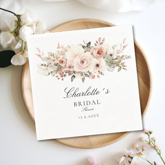 Möhippa av elegant pastellblombukett pappersservett (Personalized Elegant pastel flower bouquet Bridal Shower Napkins)