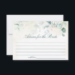 Möhippa av Eleganten Eucalyptus Greenery Rådkort<br><div class="desc">Möhippa Advice Card med vattenfärgad målad eukalyptus grey och linjer så att gästerna kan skriva sina råd. Det här enkla,  rustiska stil-kortet är underbart för ett botaniskt temat firande under sommaren.</div>