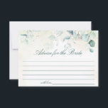 Möhippa av Eleganten Eucalyptus Greenery Rådkort<br><div class="desc">Möhippa Advice Card med vattenfärgad målad eukalyptus grey och linjer så att gästerna kan skriva sina råd. Det här enkla,  rustiska stil-kortet är underbart för ett botaniskt temat firande under sommaren.</div>