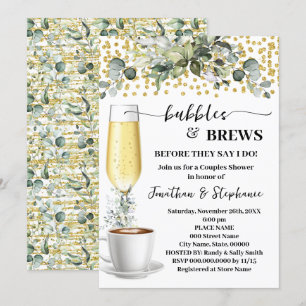 Möhippa av eukalyptus Bubbles & Brews Coffe Inbjudningar