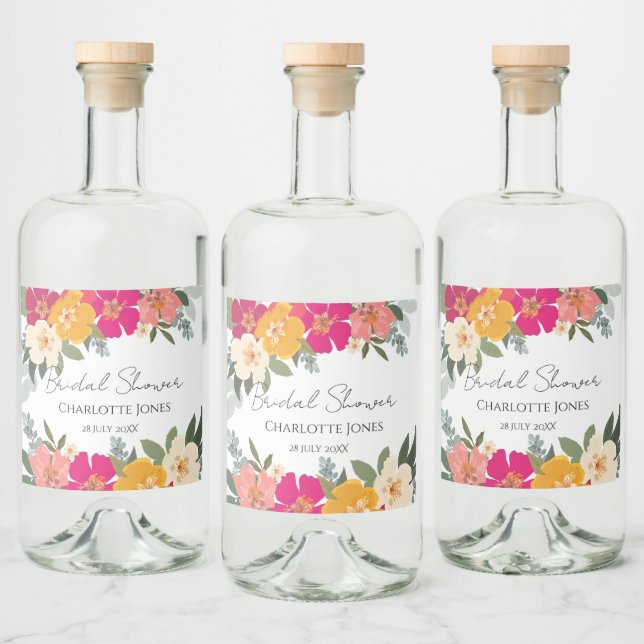 Möhippa av färgstark sommarGarden Bright-Blommigt Spritflaskor Etikett (Flaskor)