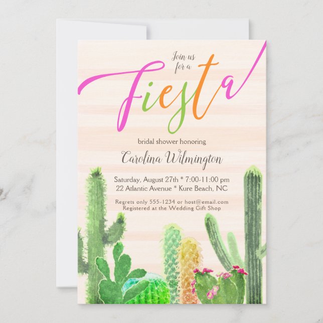 Möhippa av Fiesta Colorful Cactus Succulents Inbjudningar (Framsida)