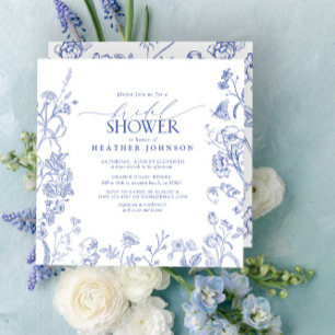 Möhippa av fransk Blue & White Victorian Blommigt Inbjudningar