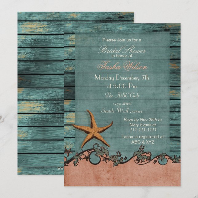 Möhippa av grodstjärtkorall inbjudningar (Fram/baksida)