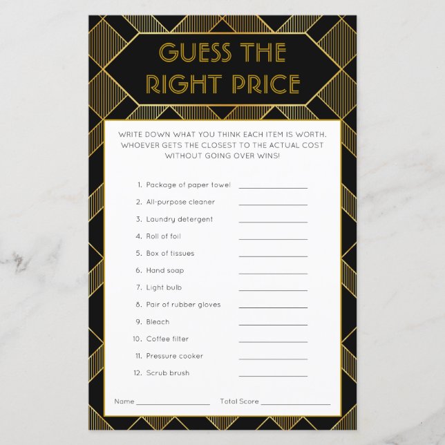 Möhippa av guld & Black Art Deco-Vintage (Framsida)