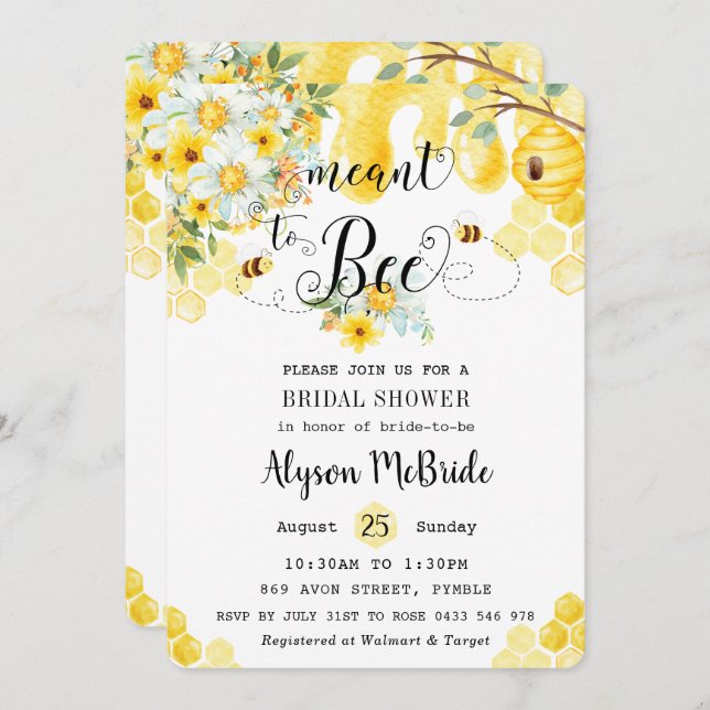 Möhippa av honung för Gult av honung av Mee-Blommi Inbjudningar (Fram/baksida)