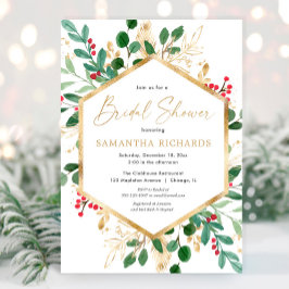 Möhippa av julgrå guld-rödhollier inbjudningar