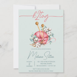 möhippa av k2tog, Blue- och Rosa Cotton Knitting Inbjudningar