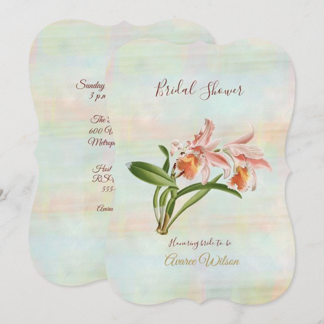 Möhippa av korallorchid inbjudningar (Fram/baksida)