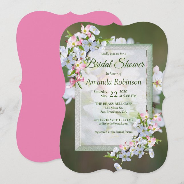 Möhippa av körsbärssystem Blommar Inbjudningar (Fram/baksida)