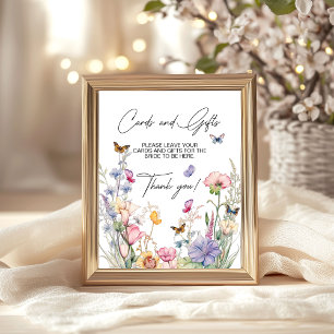 Möhippa av kort och gåvor av blått Wildblommor Poster