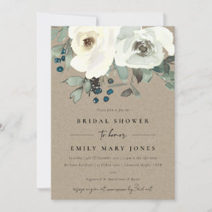 MÖHIPPA AV KRAFT IVORY WHITE BLOMMIGT WATERCOLOR INBJUDNINGAR