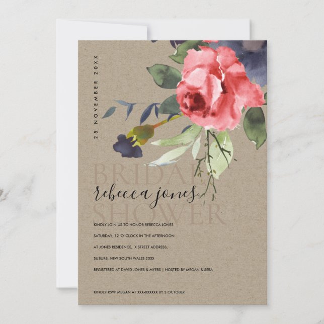 MÖHIPPA av KRAFT RÖD ROS EUCALYPTUS BLOMMIGT Meddelande (Framsida)