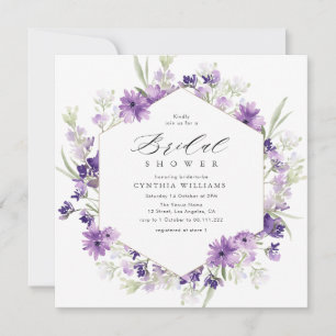 möhippa av lavender och grön blommigt inbjudningar