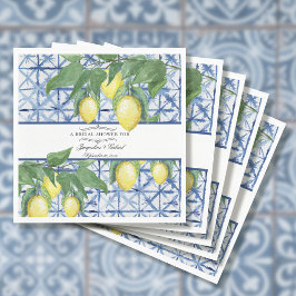 Möhippa av Lemon Greenery Blommigt Blue White Eleg Pappersservett