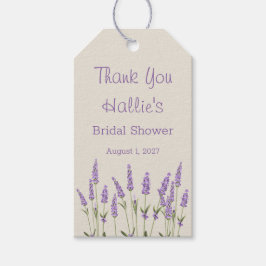 Möhippa av lila lavender-blommor presentetikett