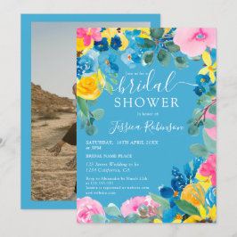 Möhippa av ljusblått sommarfoto för blommigt inbjudningar