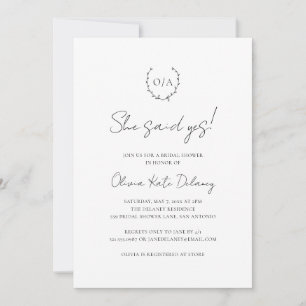 Möhippa av Monogram WandeBlack White Elegant Inbjudningar