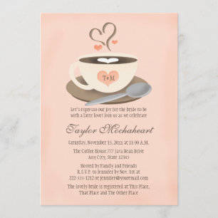  Möhippa av monogrammad hjärtkaffe Kopp Inbjudningar