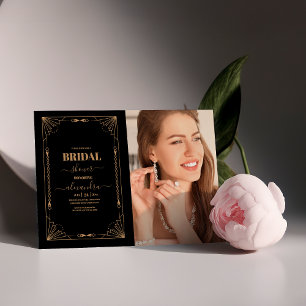 Möhippa av Mörk för Photo Retro Art Deco- Inbjudningar