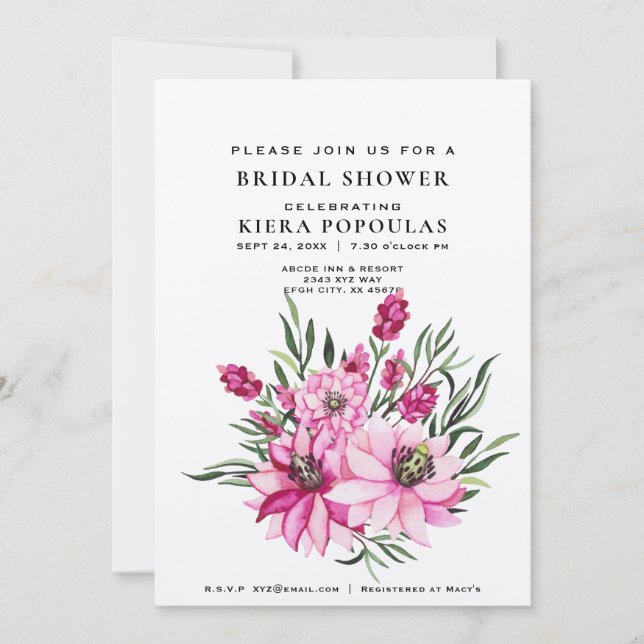 Möhippa av Naturliga Elegance Boho Rosa Blommigt  Inbjudningar (Framsida)