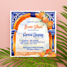 möhippa av orange blå azulejo talavera