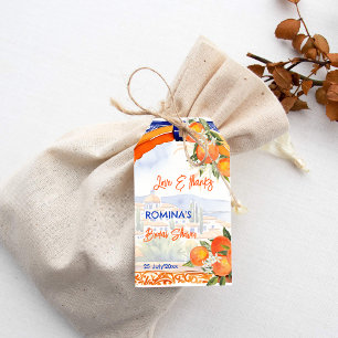 möhippa av orange blå azulejo talavera presentetikett