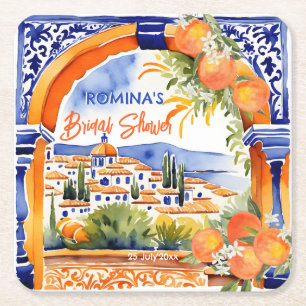 möhippa av orange blå azulejo talavera underlägg papper kvadrat