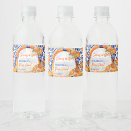 möhippa av orange blå azulejo talavera vattenflaskor etikett