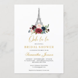 Möhippa av Paris eifel burgundy blommigt bouquet v Inbjudningar